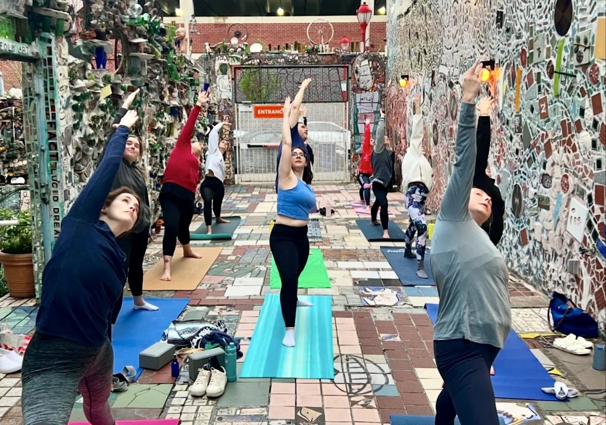 yoga at philadelphias magic garden